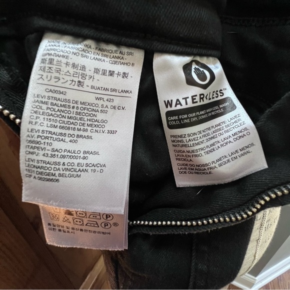 Levis denim jean overalls zipper side zip black 27 skinny cropped ankle - Picture 7 of 12